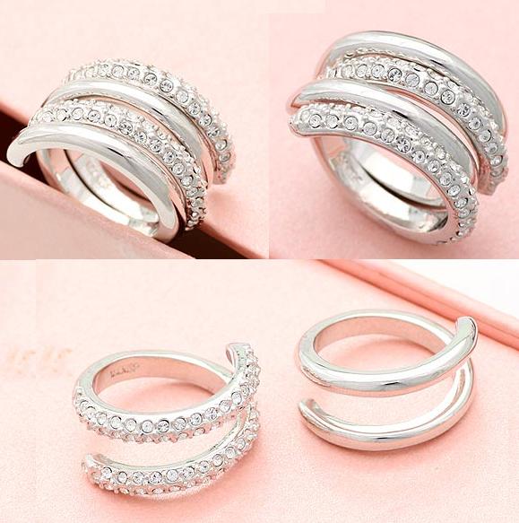EXQUISITE BY-PASS CRYSTAL RING SET-2 RINGS